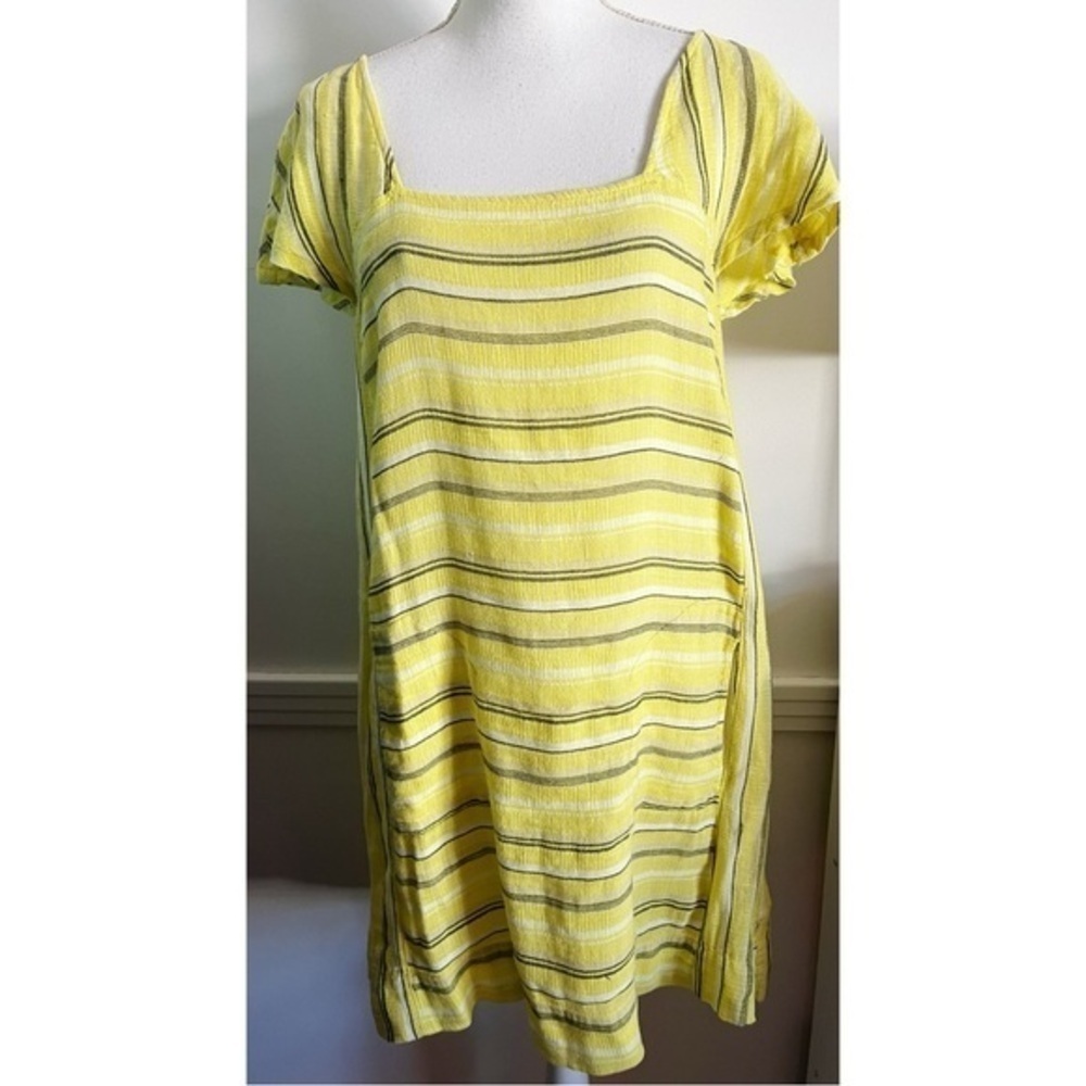 Ace & Jig • Yellow Striped Linen Cotton Square Neck Dress